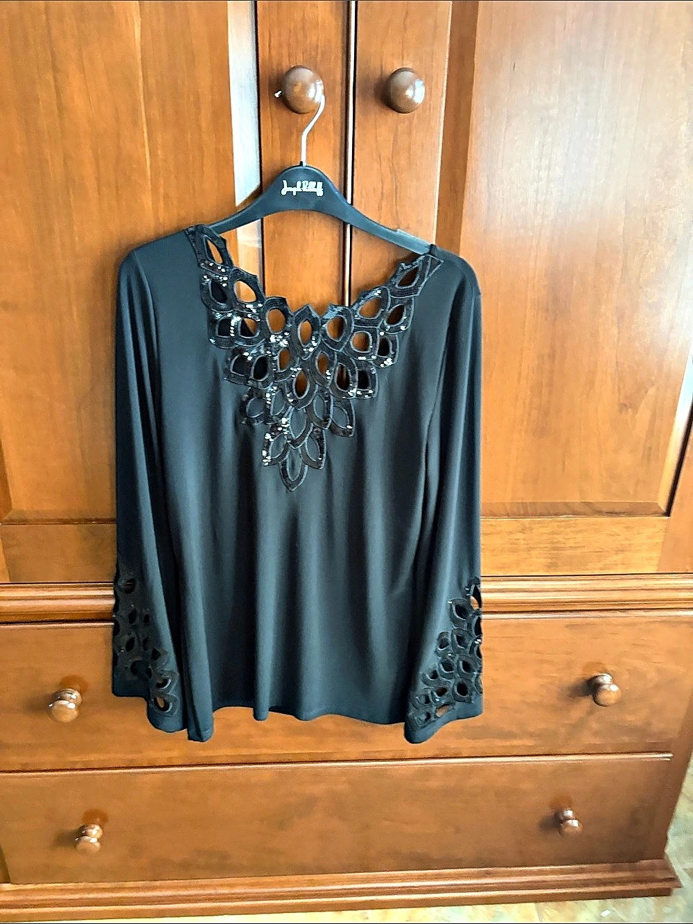 Joseph Ribkoff Black Long Sleeve Cutout Tunic